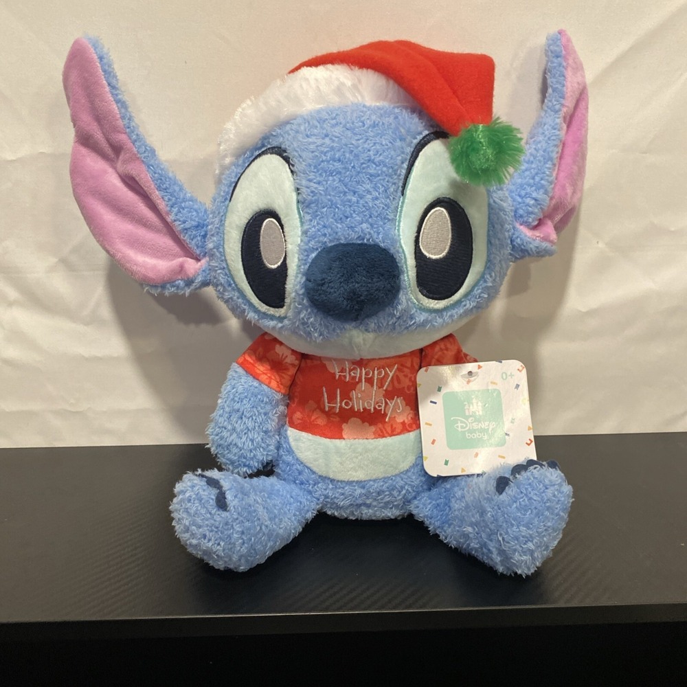 Disney‎ Baby Stitch 9-Inch Plush [Santa Hat, Holiday Shirt]